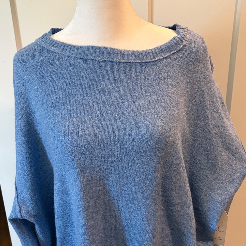 NWT Time & Tru Womens Blue Crewneck Sweater Size L Beautiful Blue Warm